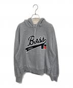BOSS×RUSSELL ATHLETICボス×ラッセルアスレチック）の古着「ロゴ プルオーバー パーカー」｜グレー