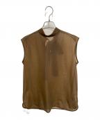 anuansアニュアンス）の古着「ボウタイシアーカットトップス」｜ブラウン