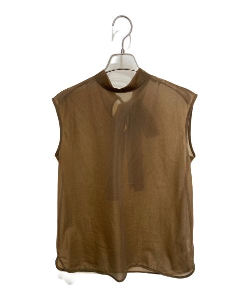 anuans（アニュアンス）anuans (アニュアンス) ボウタイシアーカットトップス ブラウン サイズ:FREEの古着・服飾アイテム