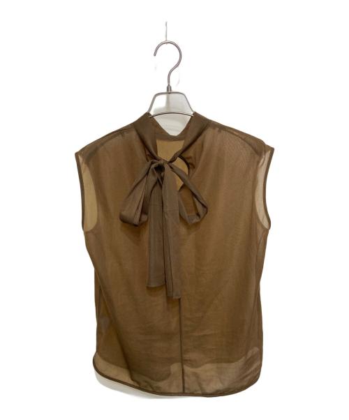 anuans（アニュアンス）anuans (アニュアンス) ボウタイシアーカットトップス ブラウン サイズ:FREEの古着・服飾アイテム