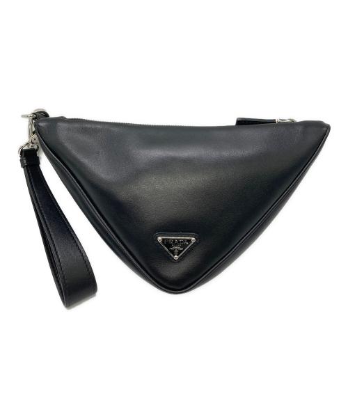 PRADA（プラダ）PRADA (プラダ) Leather Prada Triangle pouch ブラックの古着・服飾アイテム