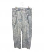 ZARAザラ）の古着「擦り切れたディテール入りバギーフィットジーンズ」｜ブルー