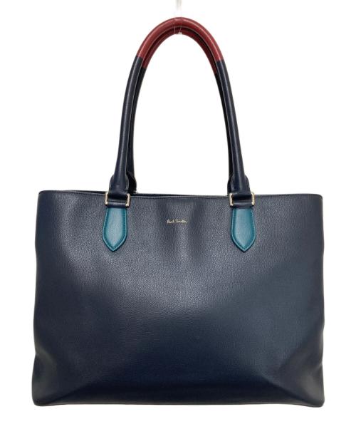 PAUL SMITH（ポールスミス）PAUL SMITH (ポールスミス) ハンドルバイカラーレザートートバッグ ネイビーの古着・服飾アイテム