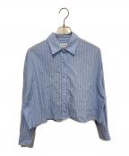 La boutique BonBonラブティックボンボン）の古着「ストライプクロップドシャツ」｜ブルー