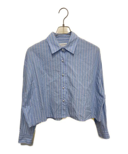 La boutique BonBon（ラブティックボンボン）La boutique BonBon (ラブティックボンボン) ストライプクロップドシャツ ブルー サイズ:FREEの古着・服飾アイテム