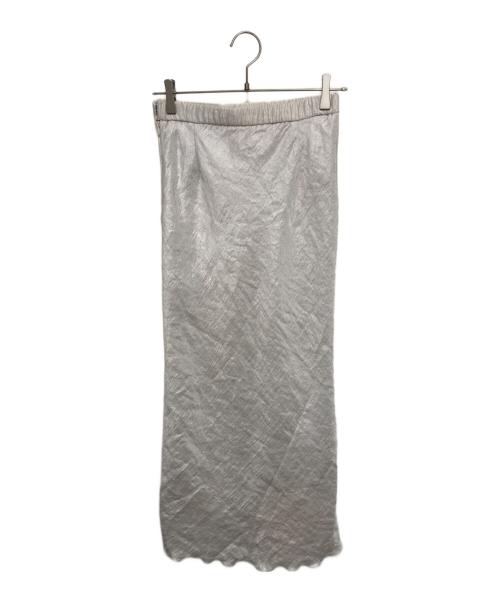 La boutique BonBon（ラブティックボンボン）La boutique BonBon (ラブティックボンボン) きらきらサテンロングナロースカート ホワイト サイズ:38の古着・服飾アイテム