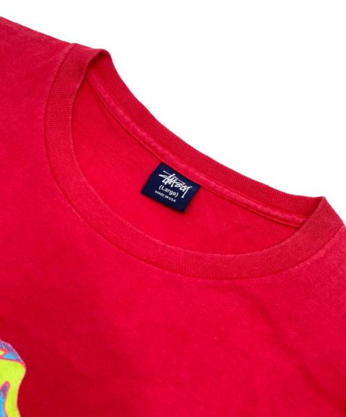 stussy（ステューシー）stussy (ステューシー) SKULL Stay in OLD School オールドプリントTシャツ レッド サイズ:Lの古着・服飾アイテム