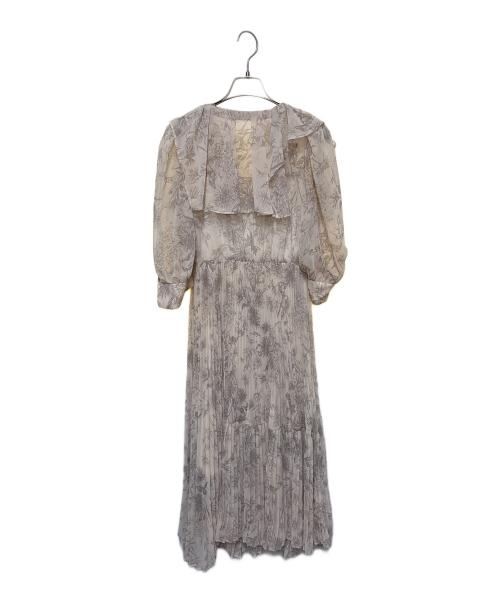 Snidel（スナイデル）Snidel (スナイデル) フリルプリーツプリントワンピース アイボリーの古着・服飾アイテム