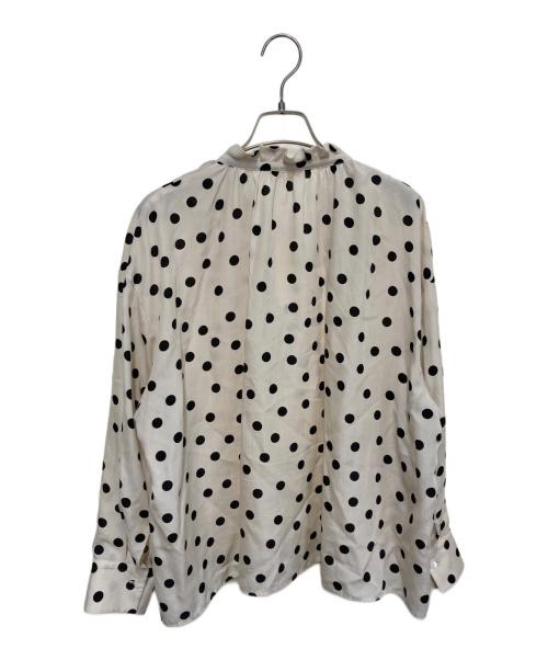 BALLSEY（ボールジィ）BALLSEY (ボールジィ) ドットプリント ネックギャザーブラウス ベージュ サイズ:36の古着・服飾アイテム