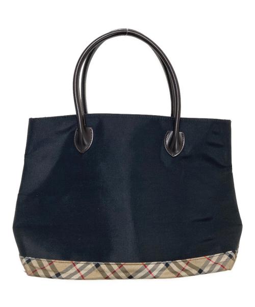 BURBERRY BLUE LABEL（バーバリー ブルー レーベル）BURBERRY BLUE LABEL (バーバリーロンドンブルーレーベル) ノヴァチェック切替ナイロンハンドバッグ ブラックの古着・服飾アイテム