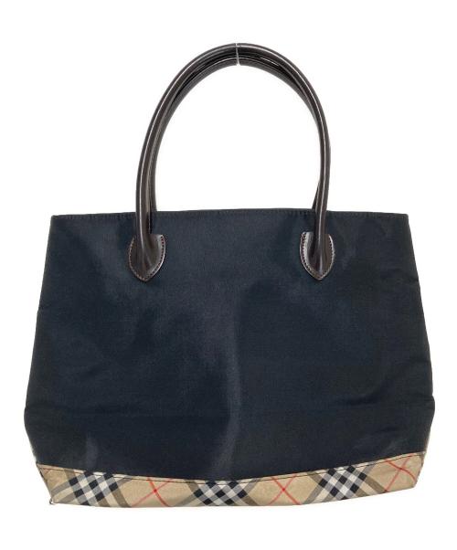 BURBERRY BLUE LABEL（バーバリー ブルー レーベル）BURBERRY BLUE LABEL (バーバリーロンドンブルーレーベル) ノヴァチェック切替ナイロンハンドバッグ ブラックの古着・服飾アイテム