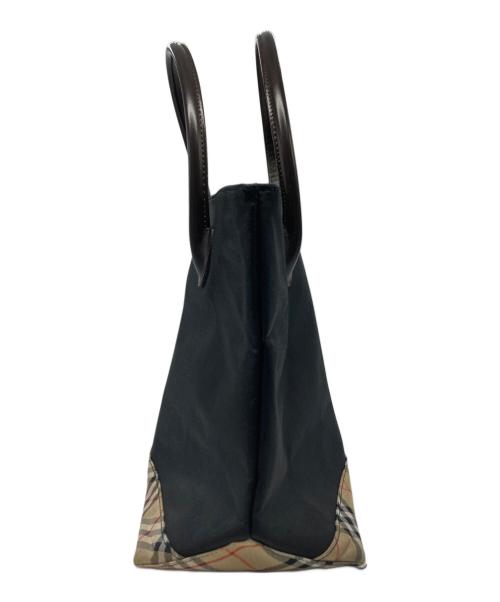 BURBERRY BLUE LABEL（バーバリー ブルー レーベル）BURBERRY BLUE LABEL (バーバリーロンドンブルーレーベル) ノヴァチェック切替ナイロンハンドバッグ ブラックの古着・服飾アイテム