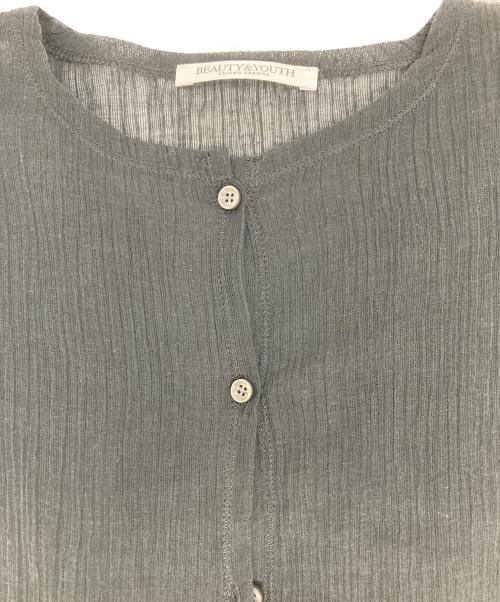 BEAUTY&YOUTH（ビューティーアンドユース）BEAUTY&YOUTH (ビューティーアンドユース) クレープ クルーネックカーディガン ブラック サイズ:FREEの古着・服飾アイテム