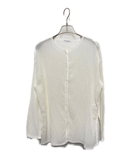 BEAUTY&YOUTH（ビューティーアンドユース）BEAUTY&YOUTH (ビューティーアンドユース) クレープ クルーネックカーディガン ホワイト サイズ:FREEの古着・服飾アイテム