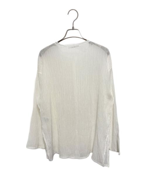 BEAUTY&YOUTH（ビューティーアンドユース）BEAUTY&YOUTH (ビューティーアンドユース) クレープ クルーネックカーディガン ホワイト サイズ:FREEの古着・服飾アイテム