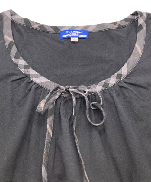BURBERRY BLUE LABEL（バーバリー ブルー レーベル）BURBERRY BLUE LABEL (バーバリーロンドンブルーレーベル) チェック切替チュニックブラウス ブラック サイズ:38の古着・服飾アイテム