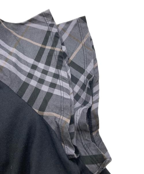 BURBERRY BLUE LABEL（バーバリー ブルー レーベル）BURBERRY BLUE LABEL (バーバリーロンドンブルーレーベル) チェック切替チュニックブラウス ブラック サイズ:38の古着・服飾アイテム