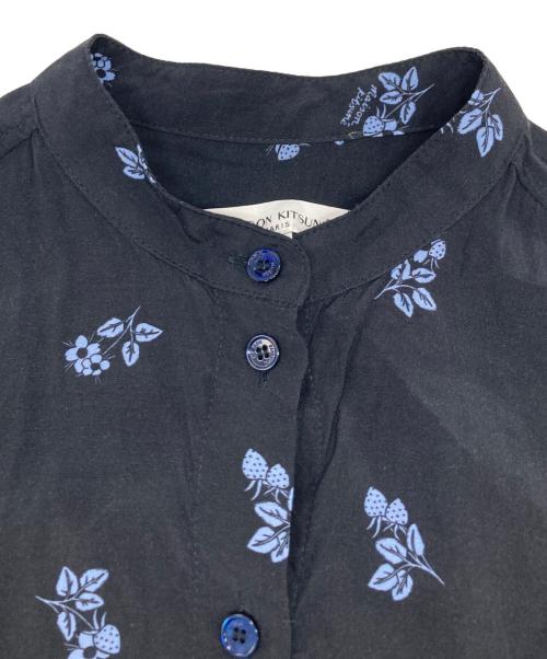 maison kitsune（メゾンキツネ）MAISON KITSUNE (メゾンキツネ) スタンドカラーシャツ ブラック サイズ:36の古着・服飾アイテム