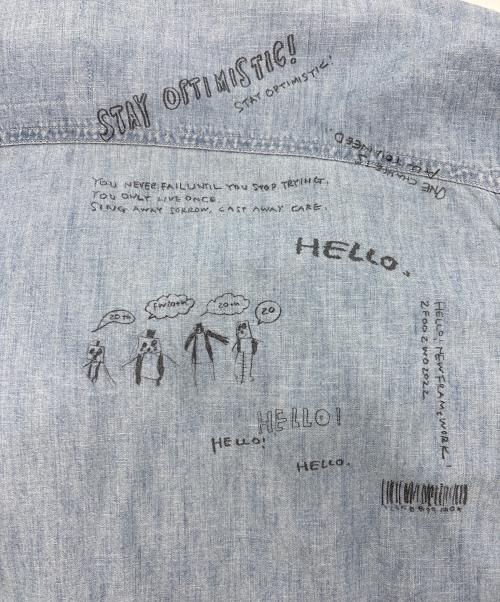 FRAMeWORK（フレームワーク）FRAMeWORK (フレームワーク) ダンガリーグラフィティシャツ ブルー サイズ:FREEの古着・服飾アイテム