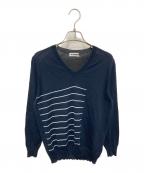 JIL SANDERジルサンダー）の古着「コットンボーダーニット」｜ネイビー