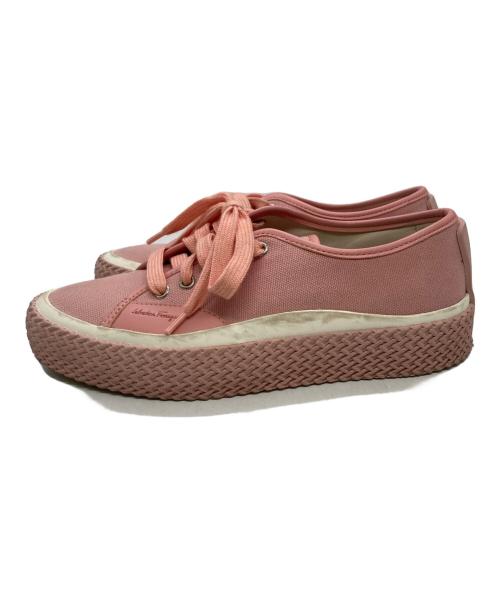 Salvatore Ferragamo（サルヴァトーレ フェラガモ）Salvatore Ferragamo (サルヴァトーレ フェラガモ) キャンバス ローカットスニーカー ピンク サイズ:6.5の古着・服飾アイテム