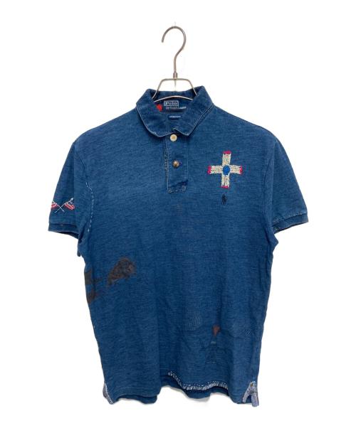 POLO BY RALPH LAUREN（ポロ バイ ラルフローレン）POLO BY RALPH LAUREN (ポロ バイ ラルフローレン) The Elk Ridge Polo Shirt  -LIMITED EDITION- / 刺繍リペア加工ポロシャツ ブルー サイズ:Ｍの古着・服飾アイテム