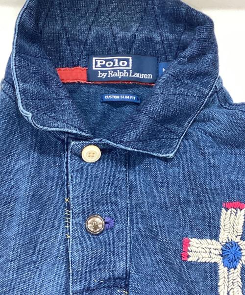 POLO BY RALPH LAUREN（ポロ バイ ラルフローレン）POLO BY RALPH LAUREN (ポロ バイ ラルフローレン) The Elk Ridge Polo Shirt  -LIMITED EDITION- / 刺繍リペア加工ポロシャツ ブルー サイズ:Ｍの古着・服飾アイテム