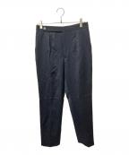 DRAWERドゥロワー）の古着「ウールモヘヤサテンタックパンツ」｜ネイビー