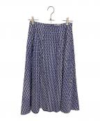 IENAイエナ）の古着「Flower embroidery / フラワーエンブロイダリースカート」｜ブルー