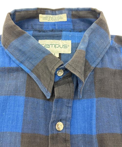 CAMPUS（キャンパス）CAMPUS (キャンパス) バッファローチェックフランネルシャツ ブルー×ブラック サイズ:Lの古着・服飾アイテム