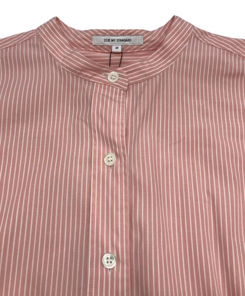 23区（ニジュウサンク）23区 (ニジュウサンク) CANCLINI バンドカラー シャツ ピンク サイズ:38の古着・服飾アイテム