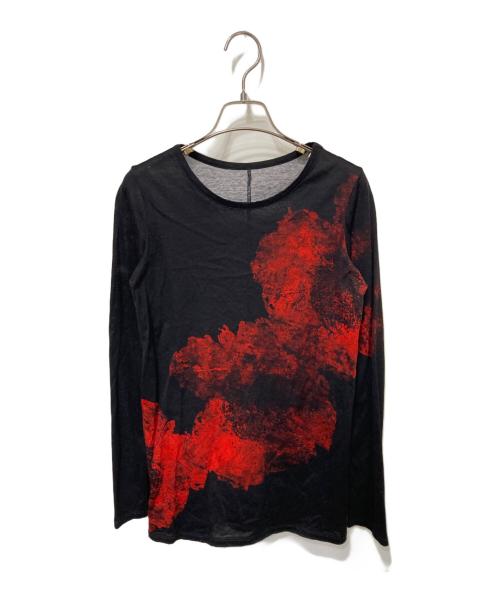 YOHJI YAMAMOTO（ヨウジヤマモト）YOHJI YAMAMOTO (ヨウジヤマモト) グラフィックデザインカットソー ブラック×レッド サイズ:2の古着・服飾アイテム