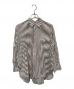 Spick and Spanスピックアンドスパン）の古着「コットンリネンルーズシャツ」｜ホワイト×ブラウン
