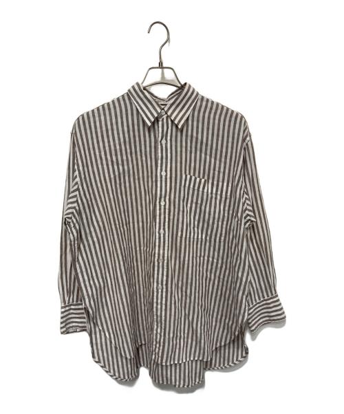 Spick and Span（スピックアンドスパン）Spick and Span (スピックアンドスパン) コットンリネンルーズシャツ ホワイト×ブラウン サイズ:表記なしの古着・服飾アイテム