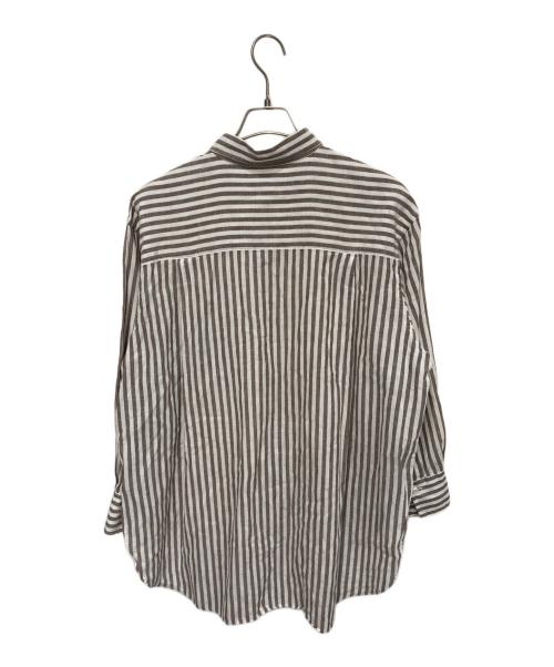 Spick and Span（スピックアンドスパン）Spick and Span (スピックアンドスパン) コットンリネンルーズシャツ ホワイト×ブラウン サイズ:表記なしの古着・服飾アイテム