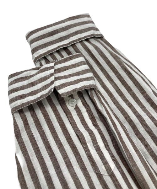 Spick and Span（スピックアンドスパン）Spick and Span (スピックアンドスパン) コットンリネンルーズシャツ ホワイト×ブラウン サイズ:表記なしの古着・服飾アイテム