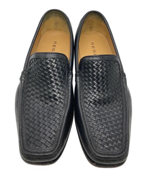 REGAL（リーガル）REGAL (リーガル) 編み込みロングノーズレザーローファー ブラック サイズ:25の古着・服飾アイテム