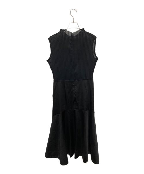 LE CIEL BLEU（ルシェルブルー）LE CIEL BLEU (ルシェルブルー) プリーツジャージ＆サテンドレス ブラック サイズ:36の古着・服飾アイテム