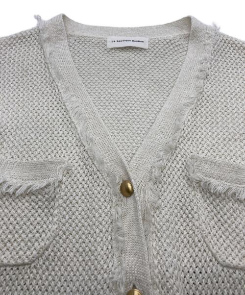 La boutique BonBon（ラブティックボンボン）La boutique BonBon (ラブティックボンボン) 綿麻ラメバスケットニットカーディガン アイボリー サイズ:FREEの古着・服飾アイテム
