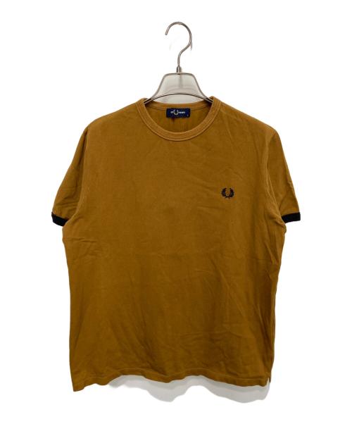 FRED PERRY（フレッドペリー）FRED PERRY (フレッドペリー) 別注 ワンポイントロゴ刺繍 鹿の子Tシャツ ブラウン サイズ:Ｍの古着・服飾アイテム