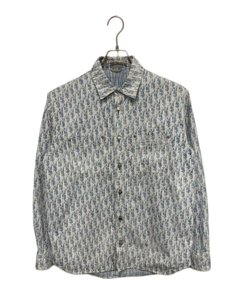 Christian Dior（クリスチャン ディオール）Christian Dior (クリスチャン ディオール) オブリーク柄コットンデニムシャツ ブルー サイズ:38の古着・服飾アイテム