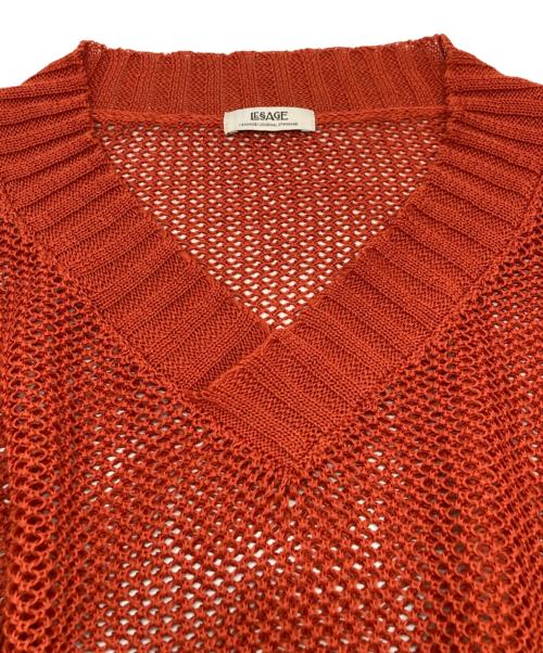 LESAGE（レサージュ）LESAGE (レサージュ) メッシュワイドVネックプルオーバー オレンジ サイズ:FREEの古着・服飾アイテム