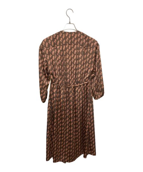 ROPE（ロペ）ROPE (ロペ) モノグラムツイルカシュクール風ワンピース ブラウン サイズ:38 未使用品の古着・服飾アイテム