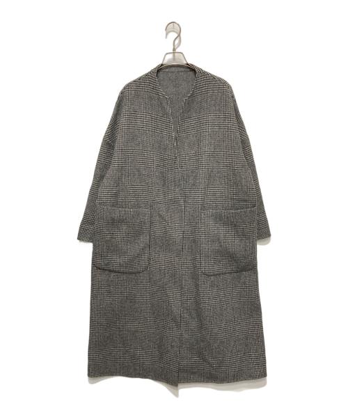 URBAN RESEARCH（アーバンリサーチ）URBAN RESEARCH (アーバンリサーチ) ノーカラーリバーロングコート グレー サイズ:38の古着・服飾アイテム
