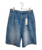 Adam et Ropeアダム エ ロペ）の古着「ダメージデニム バギー イージー ショーツ」｜ブルー