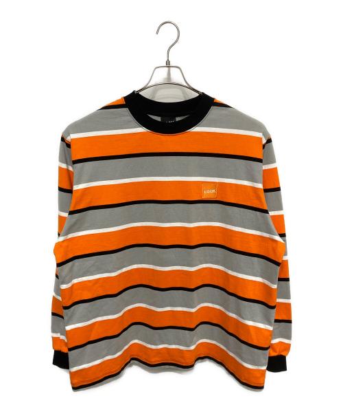 LQQK STUDIO（ルックスタジオ）LQQK STUDIO (ルックスタジオ) L/S ラグビーウェイト ボーダーTEE オレンジ×グレー サイズ:XLの古着・服飾アイテム
