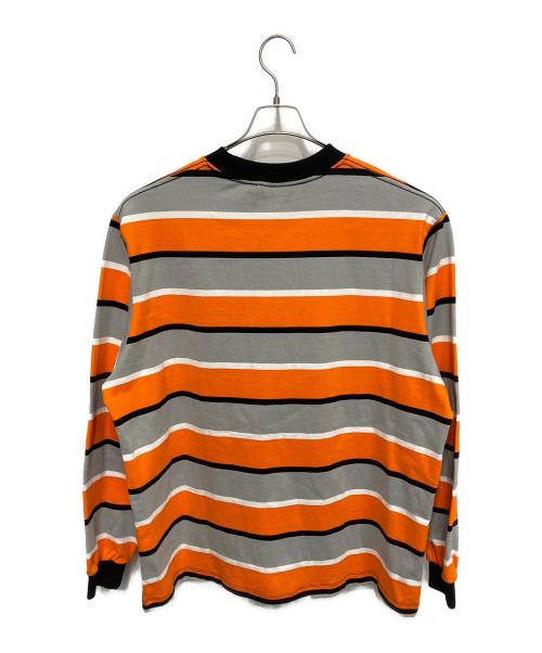 LQQK STUDIO（ルックスタジオ）LQQK STUDIO (ルックスタジオ) L/S ラグビーウェイト ボーダーTEE オレンジ×グレー サイズ:XLの古着・服飾アイテム