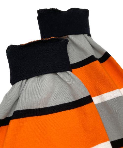 LQQK STUDIO（ルックスタジオ）LQQK STUDIO (ルックスタジオ) L/S ラグビーウェイト ボーダーTEE オレンジ×グレー サイズ:XLの古着・服飾アイテム