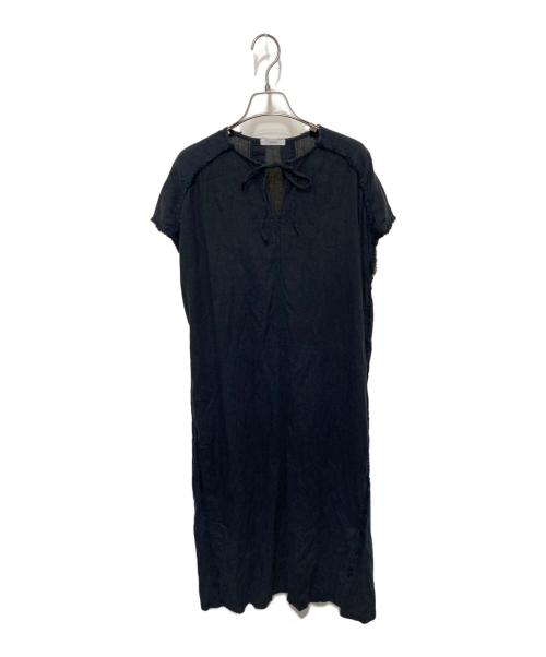 YORI（ヨリ）YORI (ヨリ) リネンフリンジドレス ブラック サイズ:FREEの古着・服飾アイテム