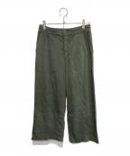 YANUKヤヌーク）の古着「リラックス タックワイドパンツ リネン混」｜グリーン